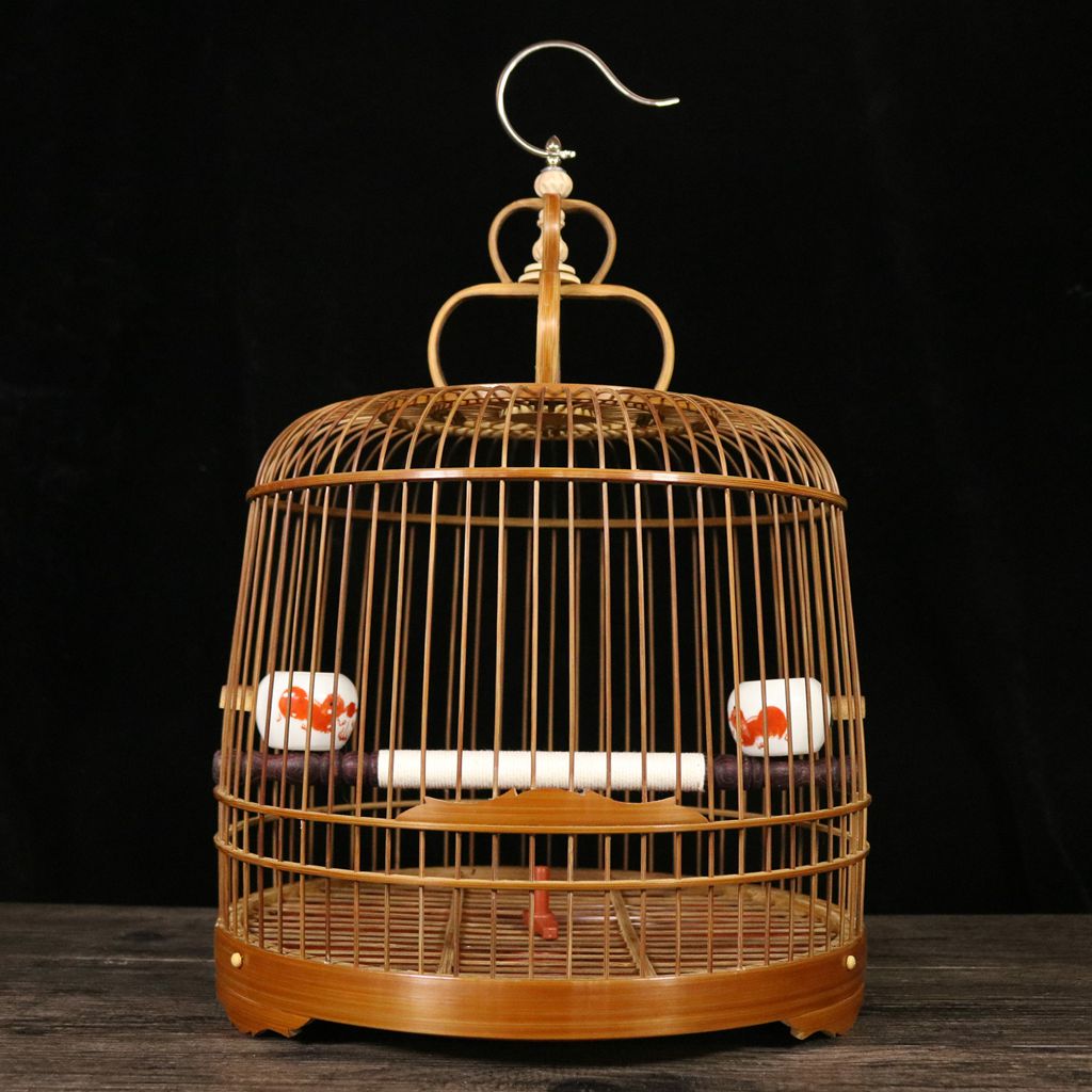 老竹紫竹瓜皮笼拆卸圆笼绣眼贝子黄雀靛颏玉鸟文鸟竹制小鸟笼 单笼无