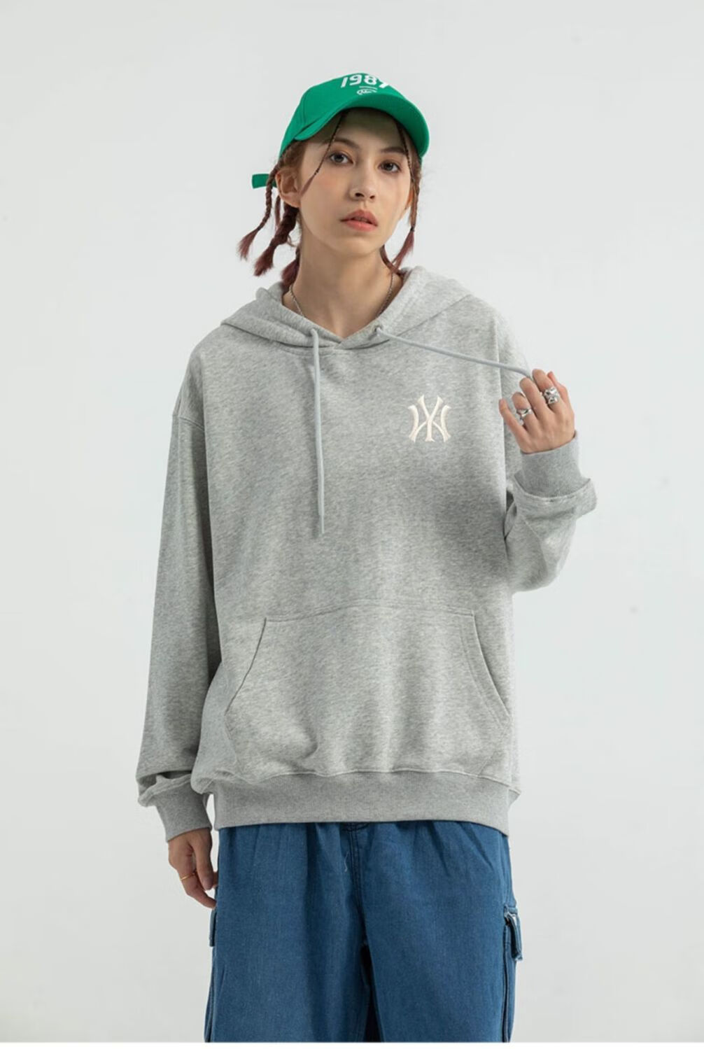 mlb连帽卫衣男潮牌秋冬季重磅外套字母印花情侣帽衫女 藏青色 l 125