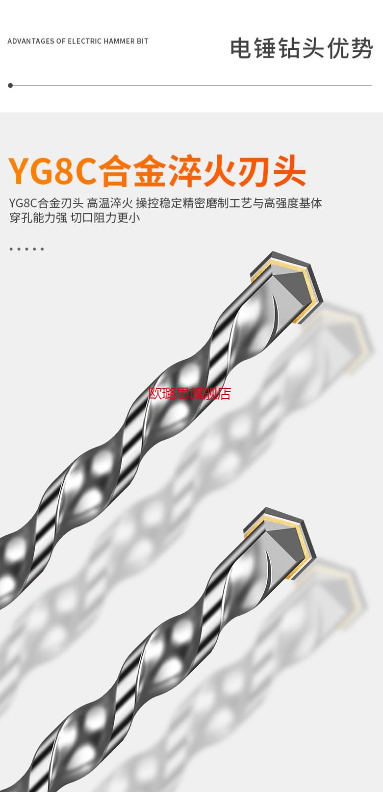 圆柄打墙冲击钻钻头 加长 圆头6厘电锤钻头穿墙混凝土打孔用转头 圆柄