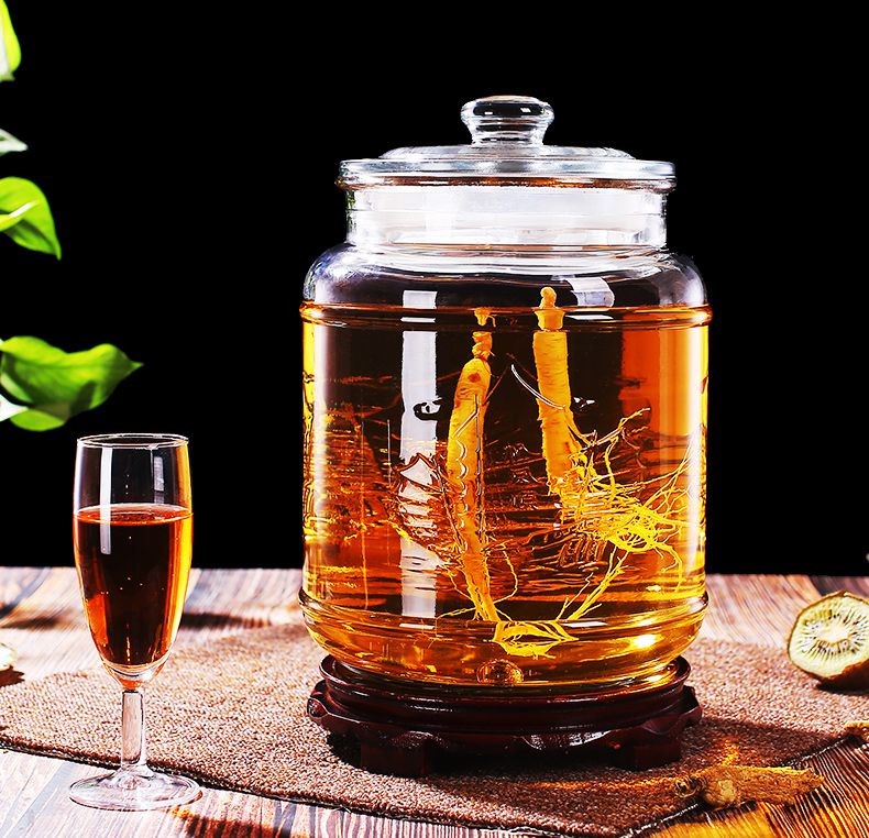 款 泡酒玻璃瓶带龙头10斤40斤酿酒罐泡药酒瓶酒坛子加厚玻璃罐子 25斤
