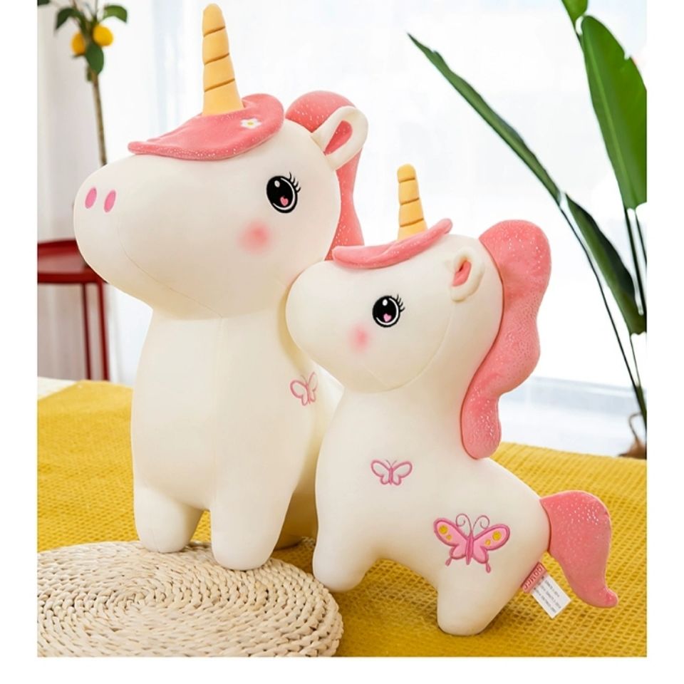 网红独角兽公仔毛绒玩具女孩床上抱枕儿童布娃娃安