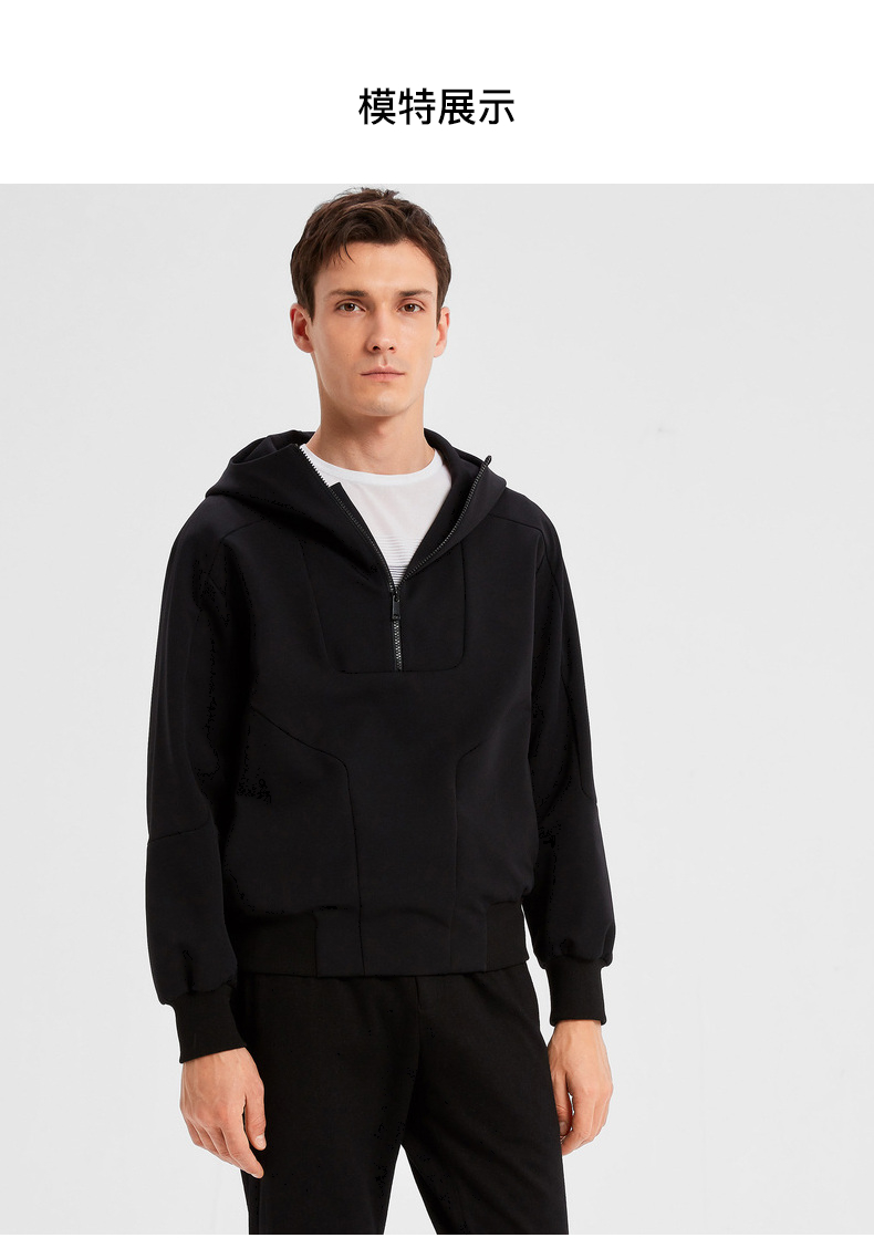 劲霸男装k-boxin卫衣男2021奥莱秋季新款休闲男士卫衣ftwd3105 黑色