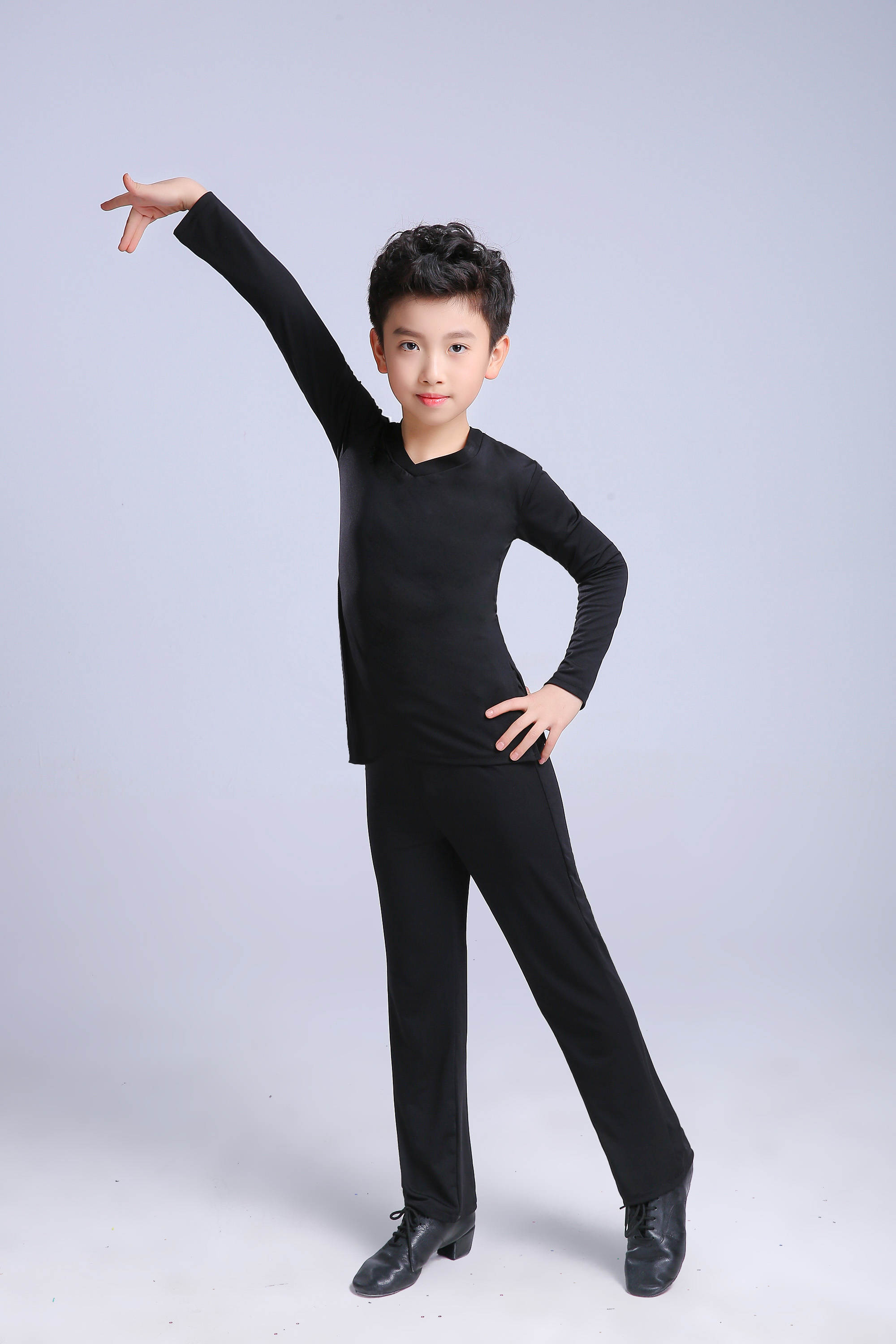 泰瑞格 男童拉丁舞练功服男孩中国舞形体服儿童舞蹈套装少儿长袖 短袖