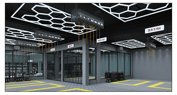 洗车房条形灯洗车店房场专用吊顶灯led维机修厂汽车美容店工位蜂窝巢