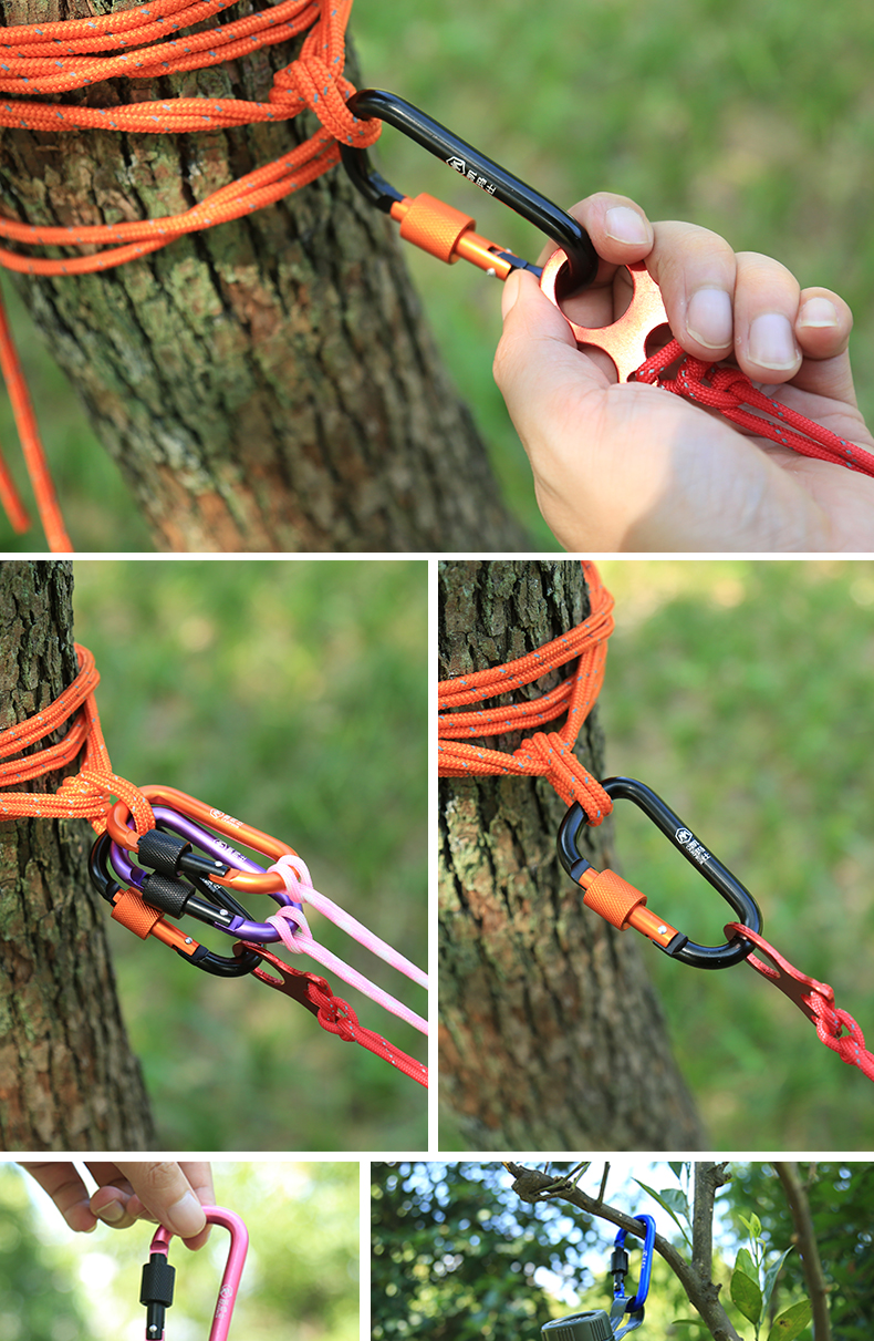 户外登山锁扣安扣登山扣快挂扣绳子挂钩弹簧锁扣铝合金钥匙d型快挂