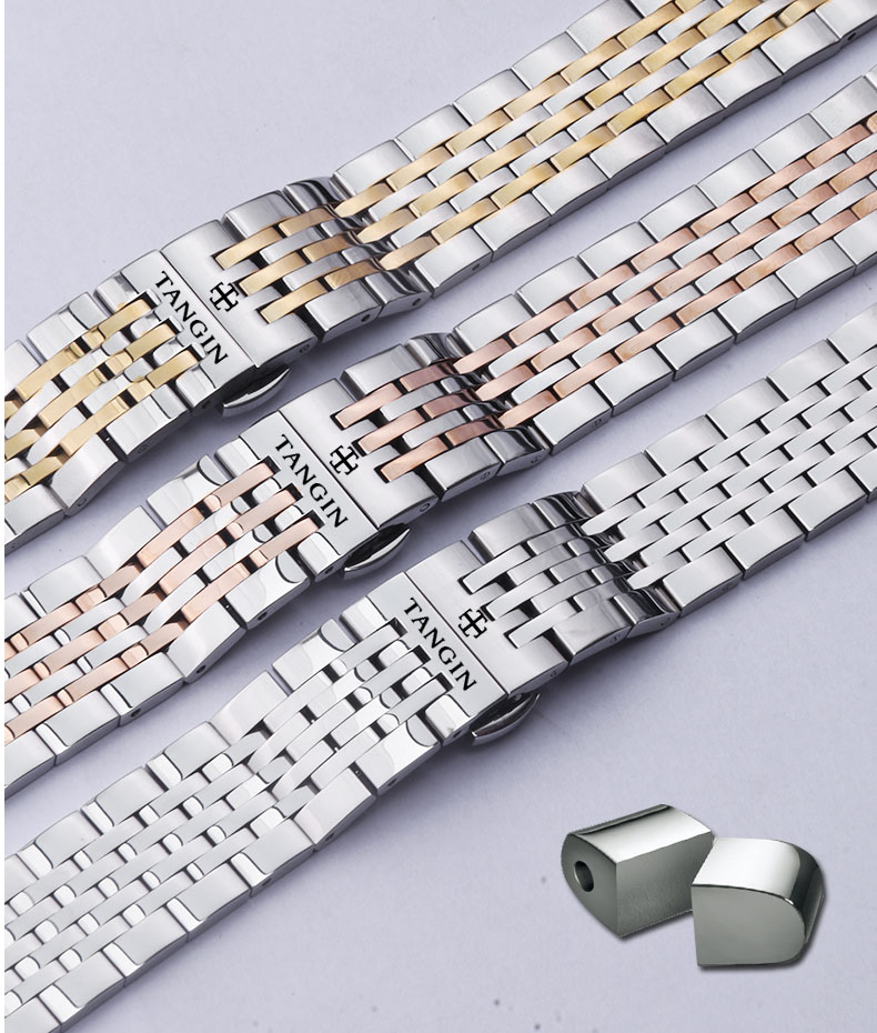 代用于瑞士tangin天珺手表带男钢带天骏不锈钢女表链702570587027五铢