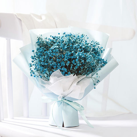 花束干花永生花礼盒生日礼物表白松男女友闺蜜毕 b紫白满天星35*25cm