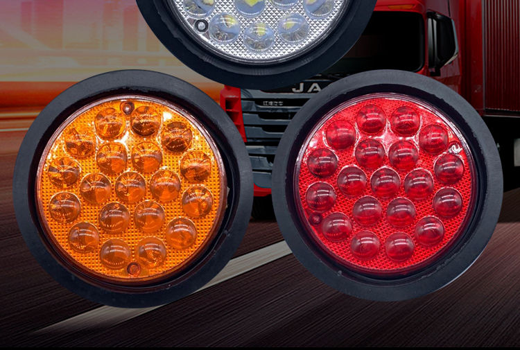 适用半挂车货车尾灯24v中集皮碗灯圆形刹车灯转向灯倒车灯防追尾灯24v