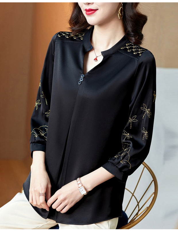 【特价捡漏】高档轻奢品牌杭州重磅真丝衬衫女七分袖新款2021年气质
