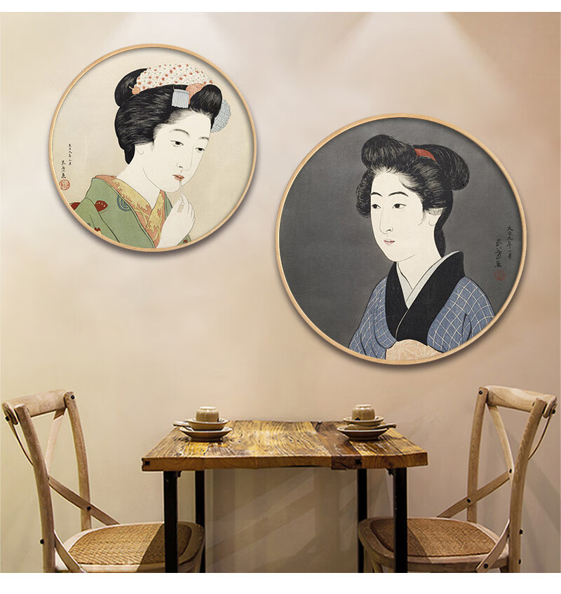京乐日式风格仕女图装饰画和风浮世绘日料餐厅挂画禅意居酒屋墙面壁画