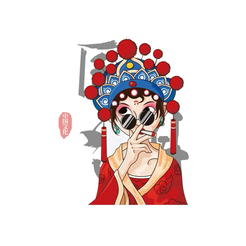 国潮戏子车贴纸汽车中国风划痕遮挡大号车门贴潮男潮女贴纸人物潮男二