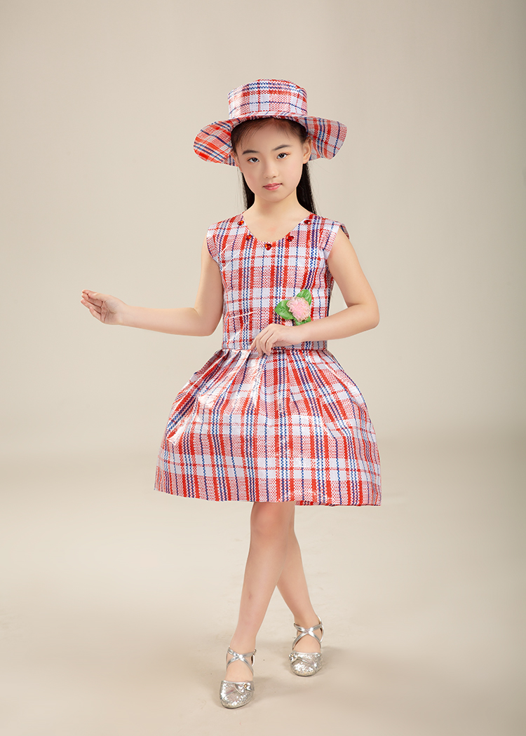 小孩子穿的儿童环保服装幼儿园diy手工自制创意子演出服女童编织袋