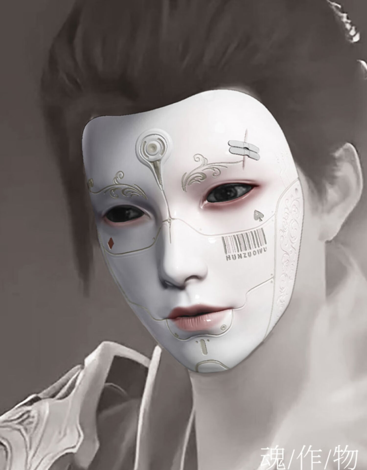 赛博朋克机械面具魂作物面具全脸赛博朋克古风机器人机械男飞升街舞