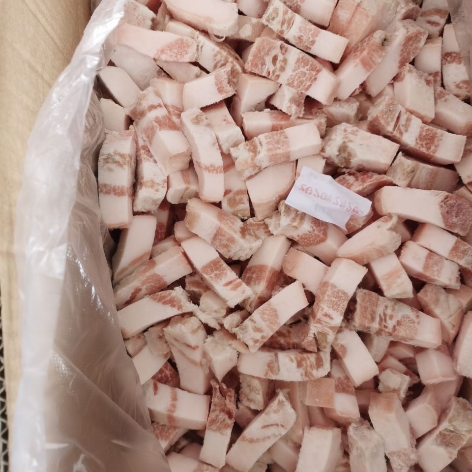 生鲜冷冻猪肉丁五花肉丁带皮猪肉块原切净重19斤饭店食堂食材江西山东
