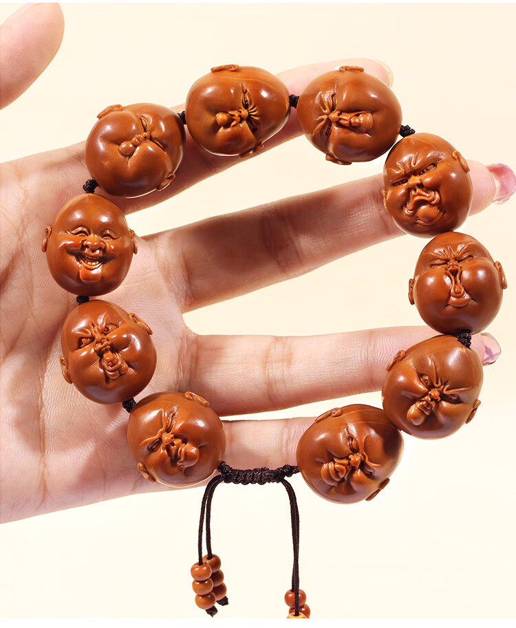 盘道苏工精品核雕十分开心橄榄核手串胖子百态橄榄胡铁核怒佛