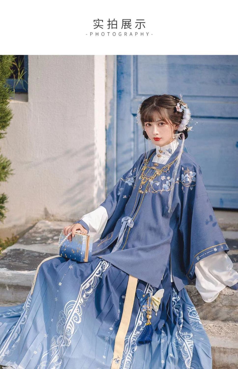 游园惊梦玉雪香原创改良新款汉服女春秋款明制对襟短衫褶裙三件套对襟