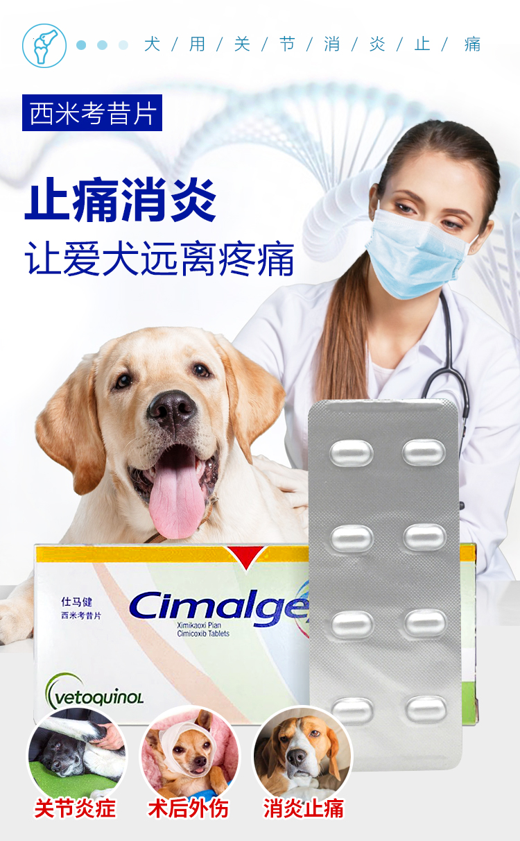 宠物狗狗神经炎关节炎修复软骨术前术后止疼止痛片仕马健消炎药法国