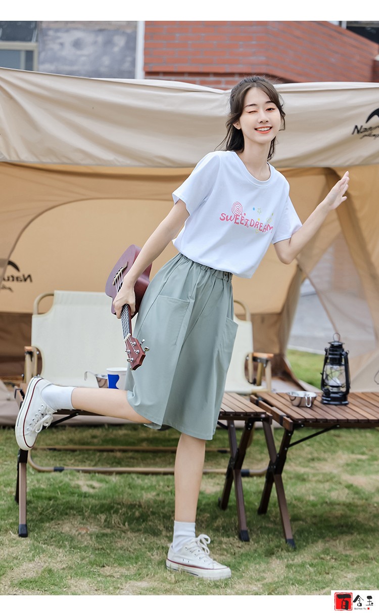 百含玉时尚女生休闲套装女夏季女生学生韩版宽松少女初中生女装中学生