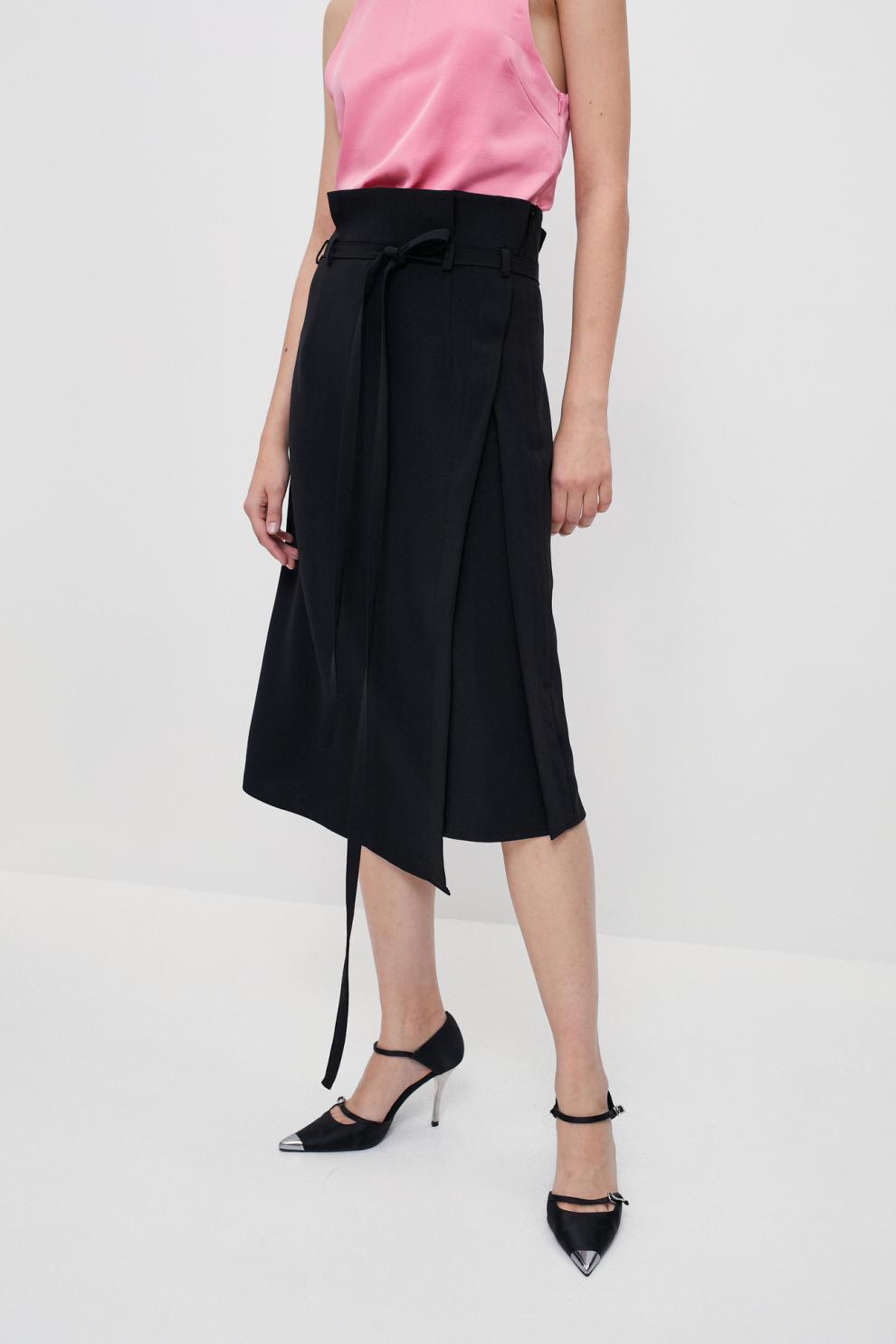 ur2021夏季新品女装气质时尚简约绑带不规则h型半裙wg16r5bf2000 正黑