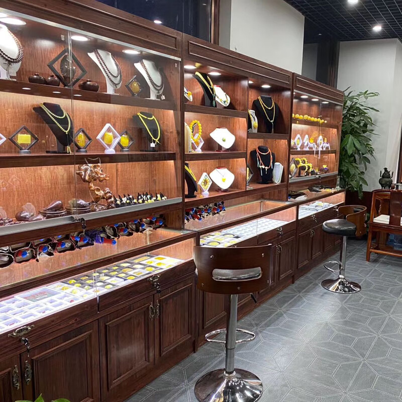 缦宛木 实木茶叶展示柜烟酒柜超市便利店土特产展柜干货农产品货架可