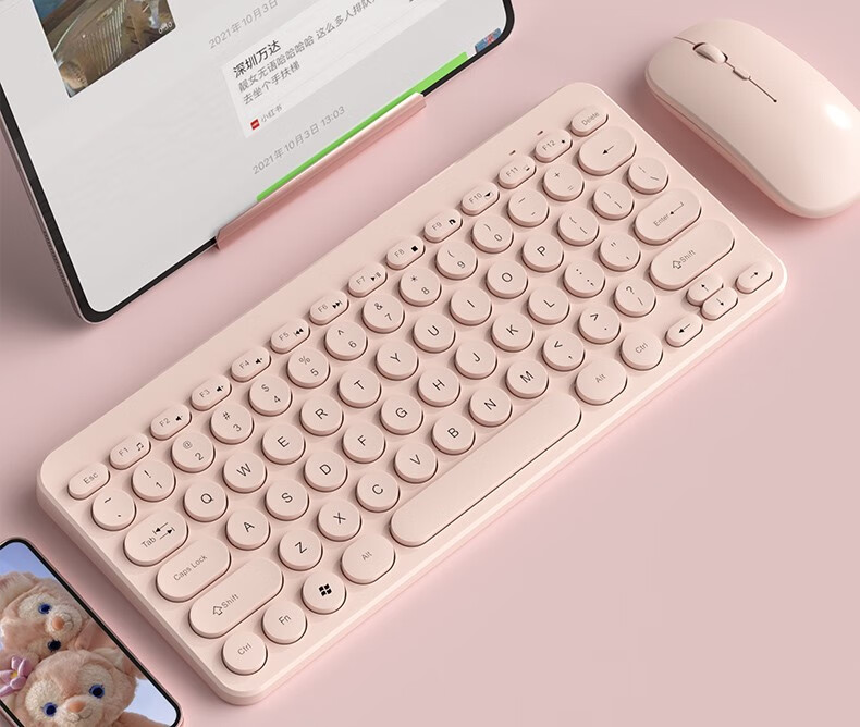 罗技(logitech) ipad无线蓝牙键盘鼠标套装可连手机女生办公外接非