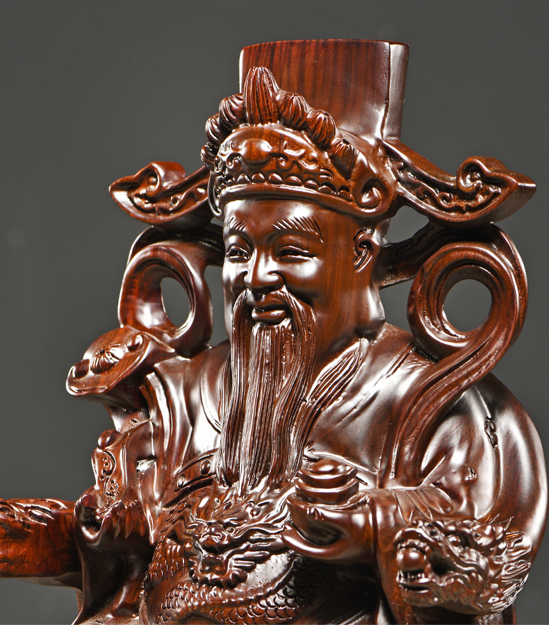 刺史黑檀木雕财神爷佛像摆件供奉实木雕刻文财神家居红木乔迁开业礼品