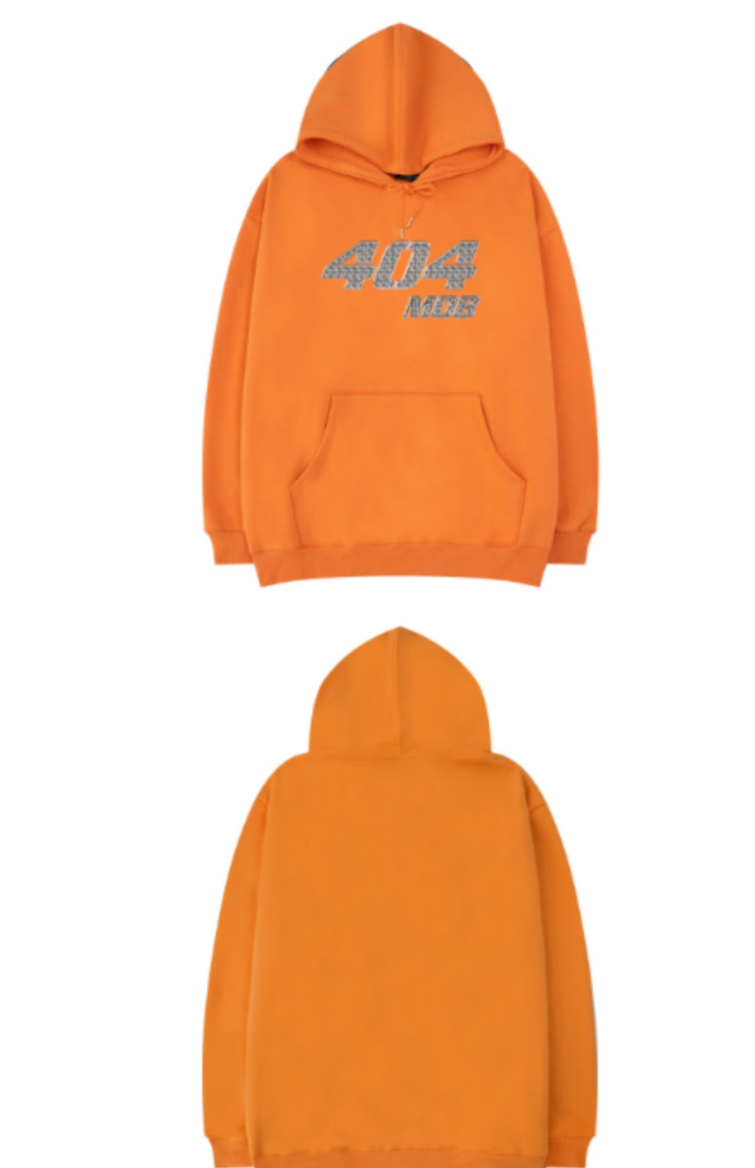 琉凤404mob gang 宽松加绒加厚字母logo印花情侣连帽卫衣 灰色(加绒)