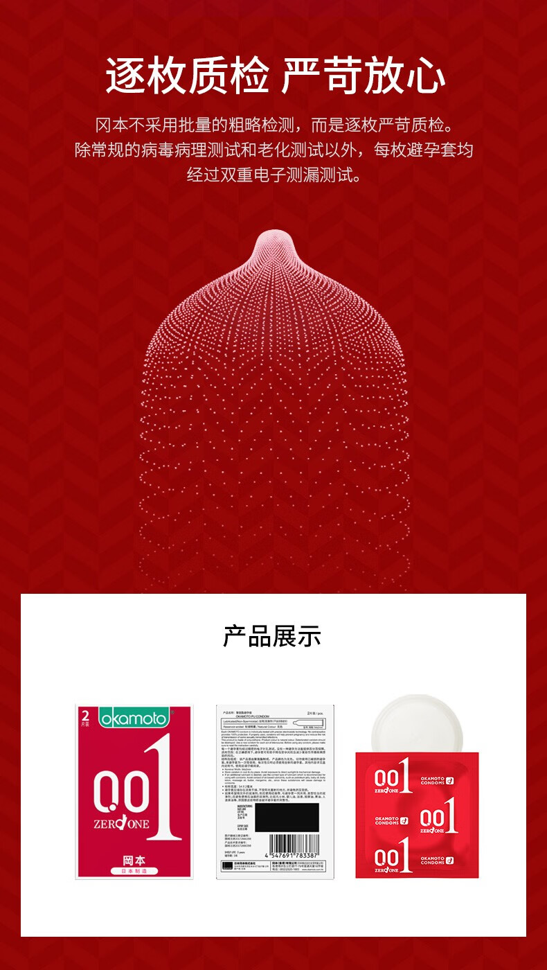 冈本聚氨酯避孕套0012片装1盒装
