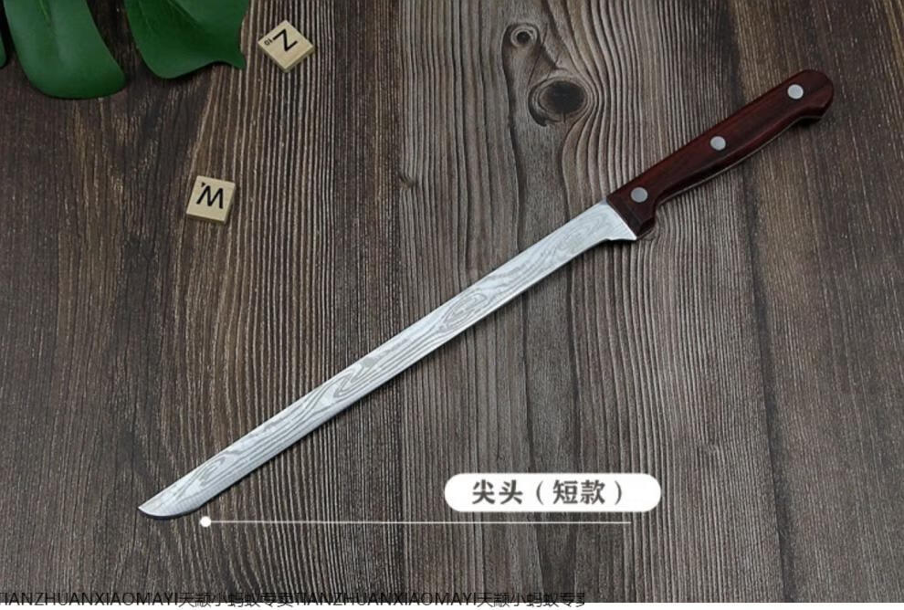 火腿刀厨刀西班牙火腿专用刀割蜂蜜刀土耳其烤肉刀大马士革纹削肉刀切