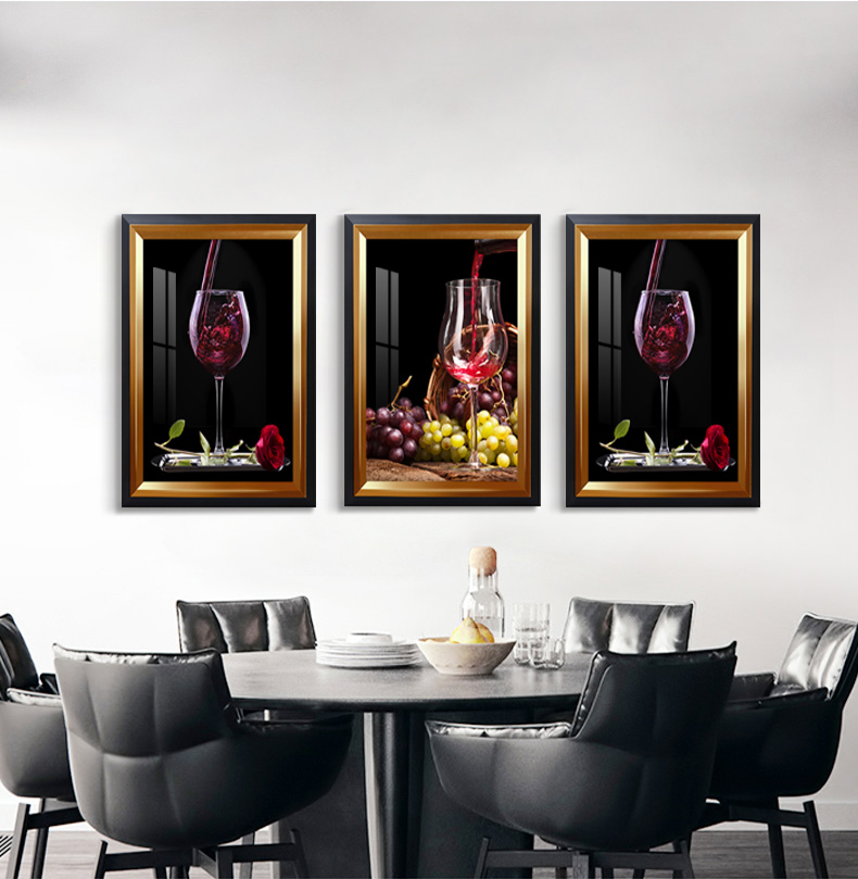 简欧现代红酒水果餐厅装饰画轻奢大气西餐厅样板房饭厅红酒柜挂画