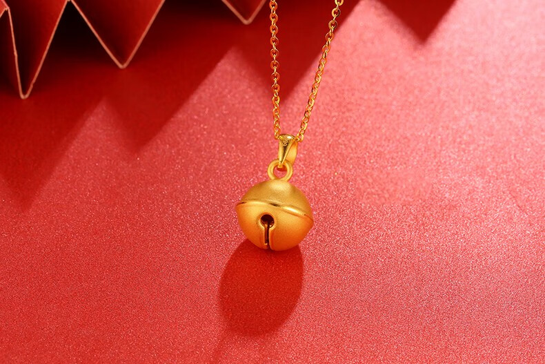 有依有靠999足金铃铛吊坠黄金项链3d硬金珠小铃铛会响手链挂坠 小版