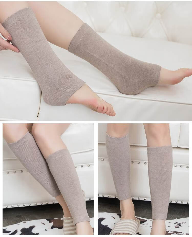 缪蓓 护膝袜运动纯棉袜套夏季女薄款加长护小腿套保暖空调房护腿神器