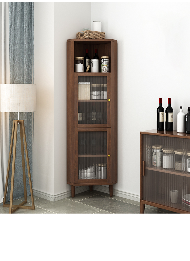 布克维家角柜全实木厨房餐厅三角柜墙角柜子现代简约扇形多功能置物储