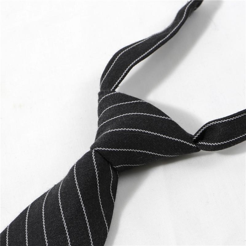 法波淇简易领带日系学院风学生领带女条纹简约男士短款领带免打免系