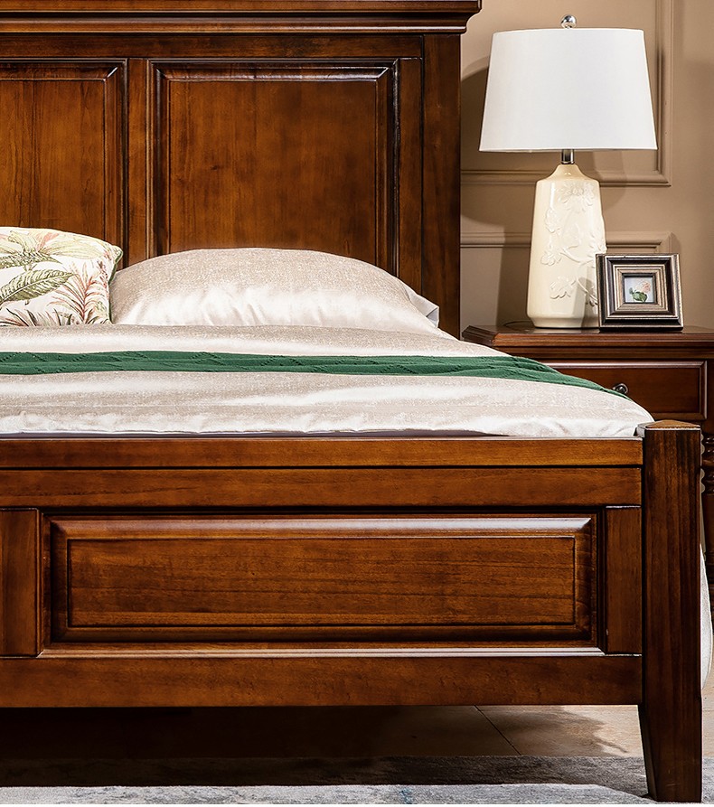 圣蒂伯爵全实木床简约美式床主卧室家具套装乡村双人婚床18米楸木tl12