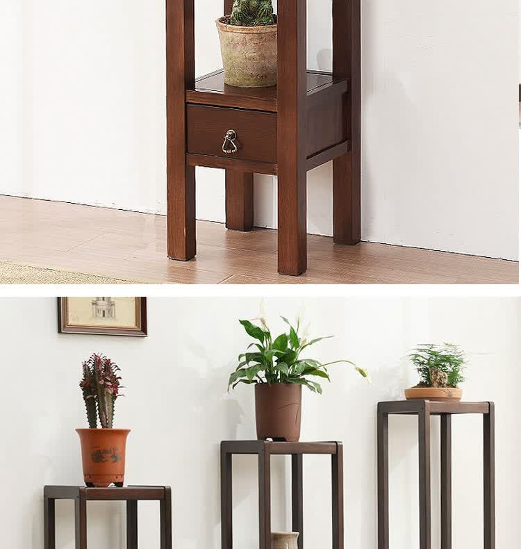 雷动 双层花架置物架子阳台室内实木客厅落地式复古简约花盆架高边角