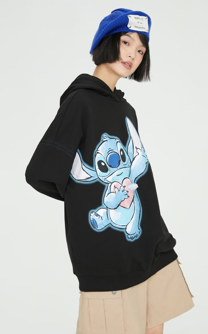 only2022春季新款迪士尼史迪奇联名款个性印花卫衣女12139s064a43奶油