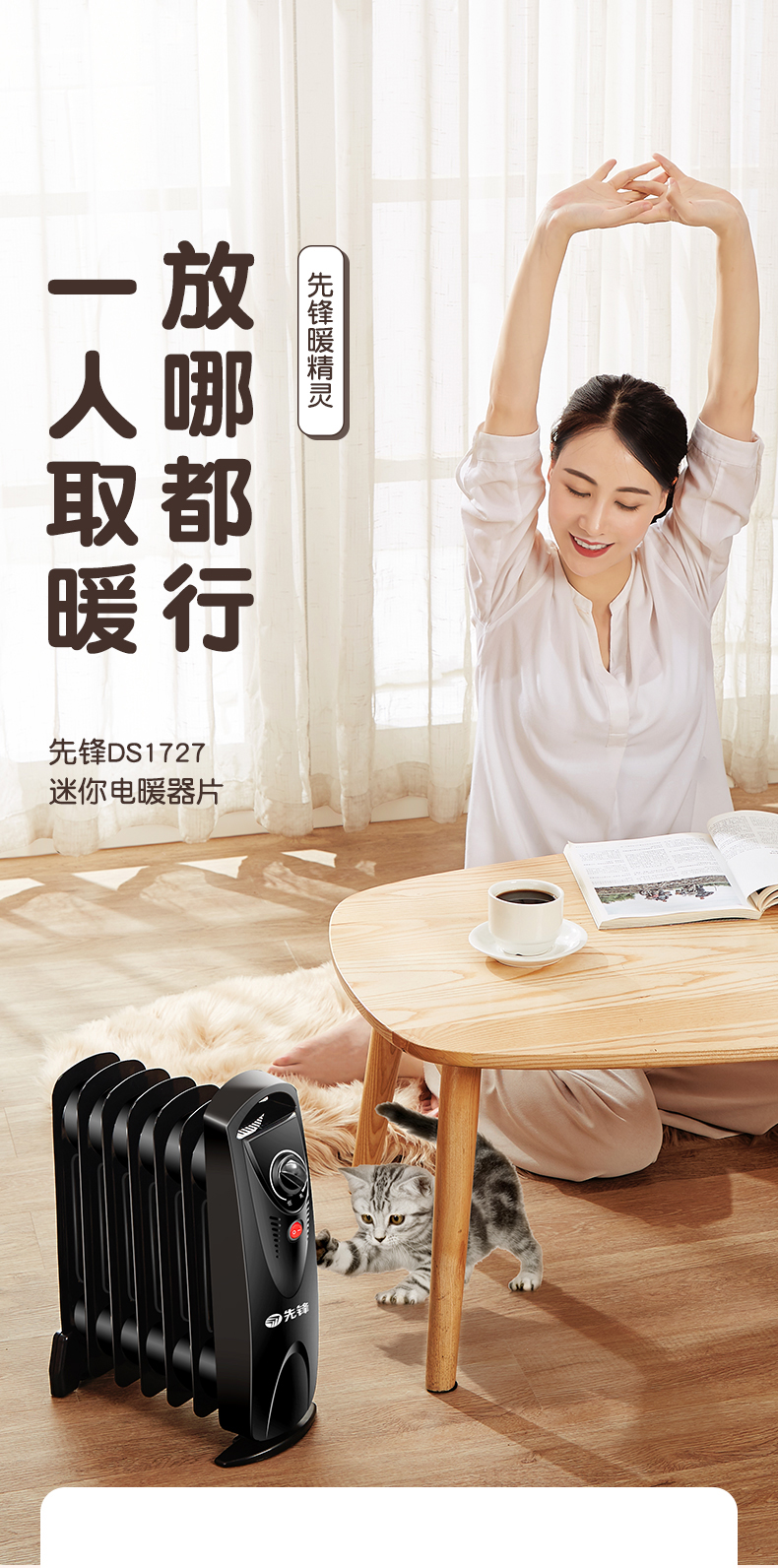 先锋singfun取暖器电油汀电暖器家用电暖气片室内加热器电烤火炉电炉