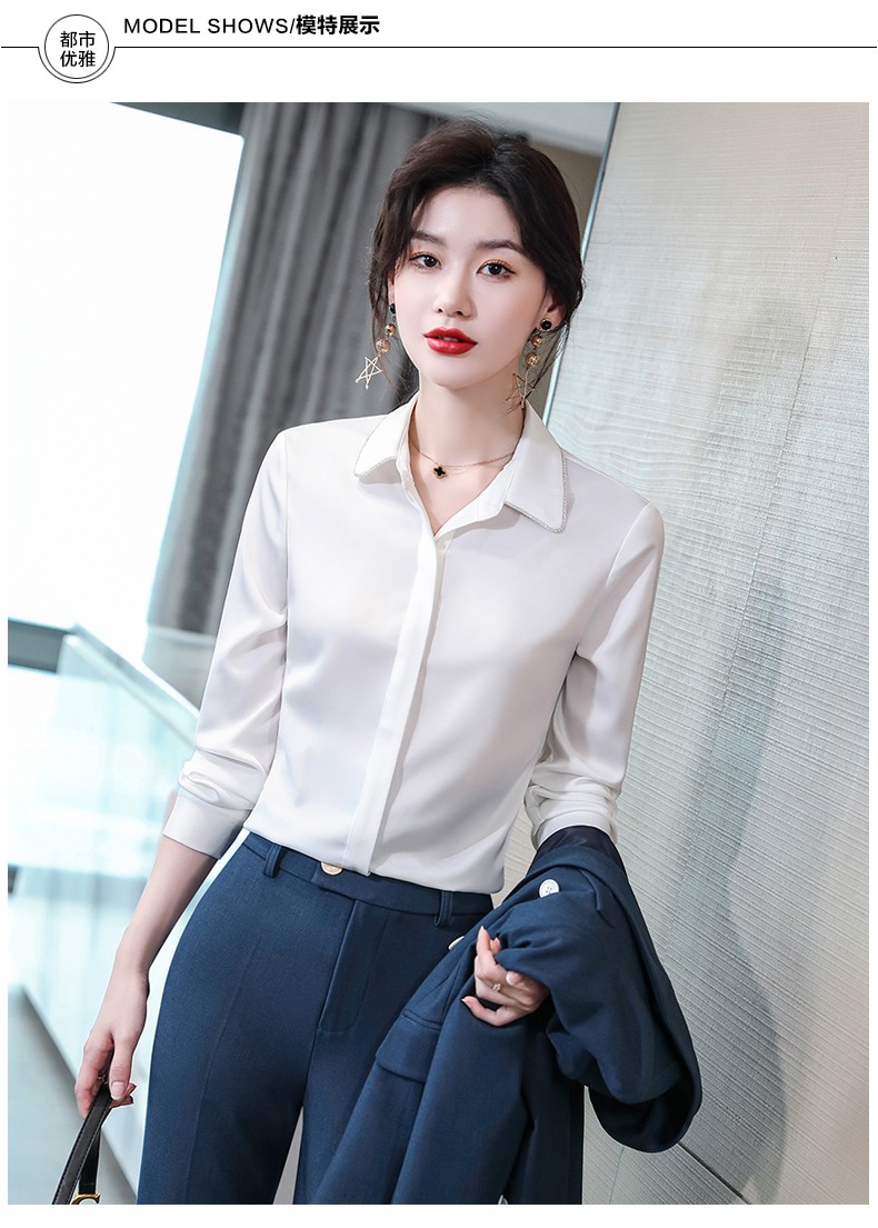 金蒂情女士衬衫长袖2021年新款上衣白色衬衣职业气质工装正装工作服