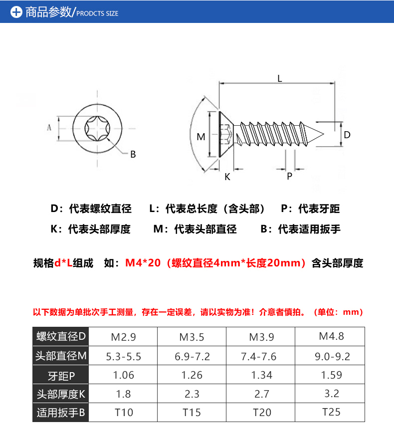 自攻钉 规格尺寸图片