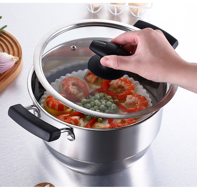 天然气蒸锅明火进口304食品级小蒸锅一层1单层家用加厚迷你汤锅家用