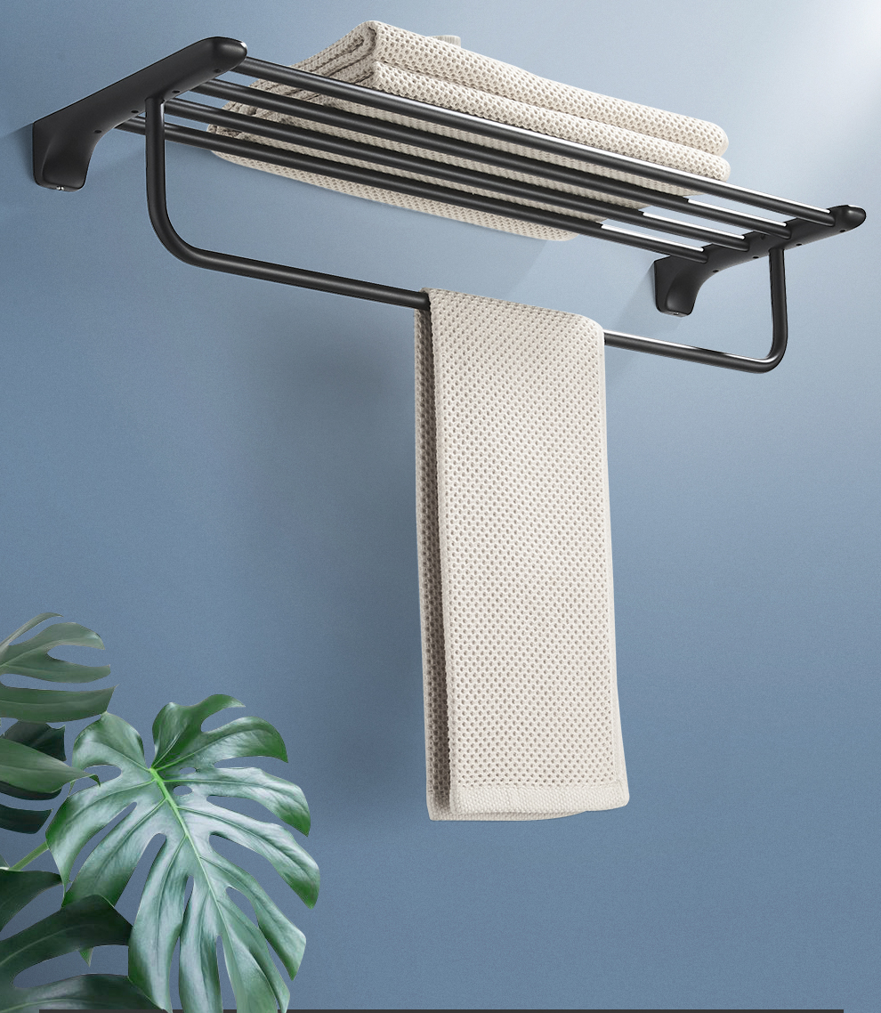 架毛巾架卫生间家用浴室挂钩纸巾架免钉可打孔浴巾架单杆毛巾架纸巾架