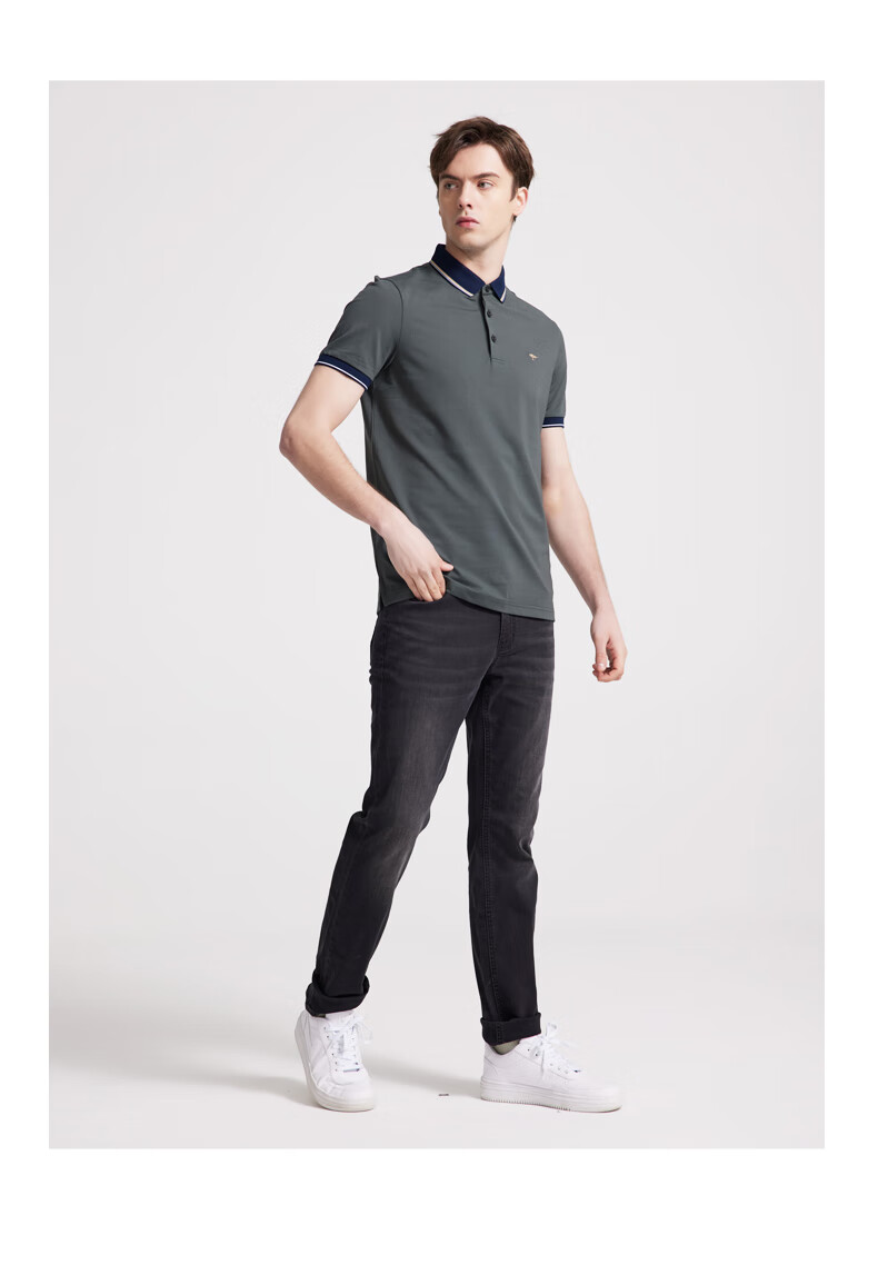 fynchhatton德国树短袖t恤男无忧搭2022夏polo领上衣商务休闲橄榄绿