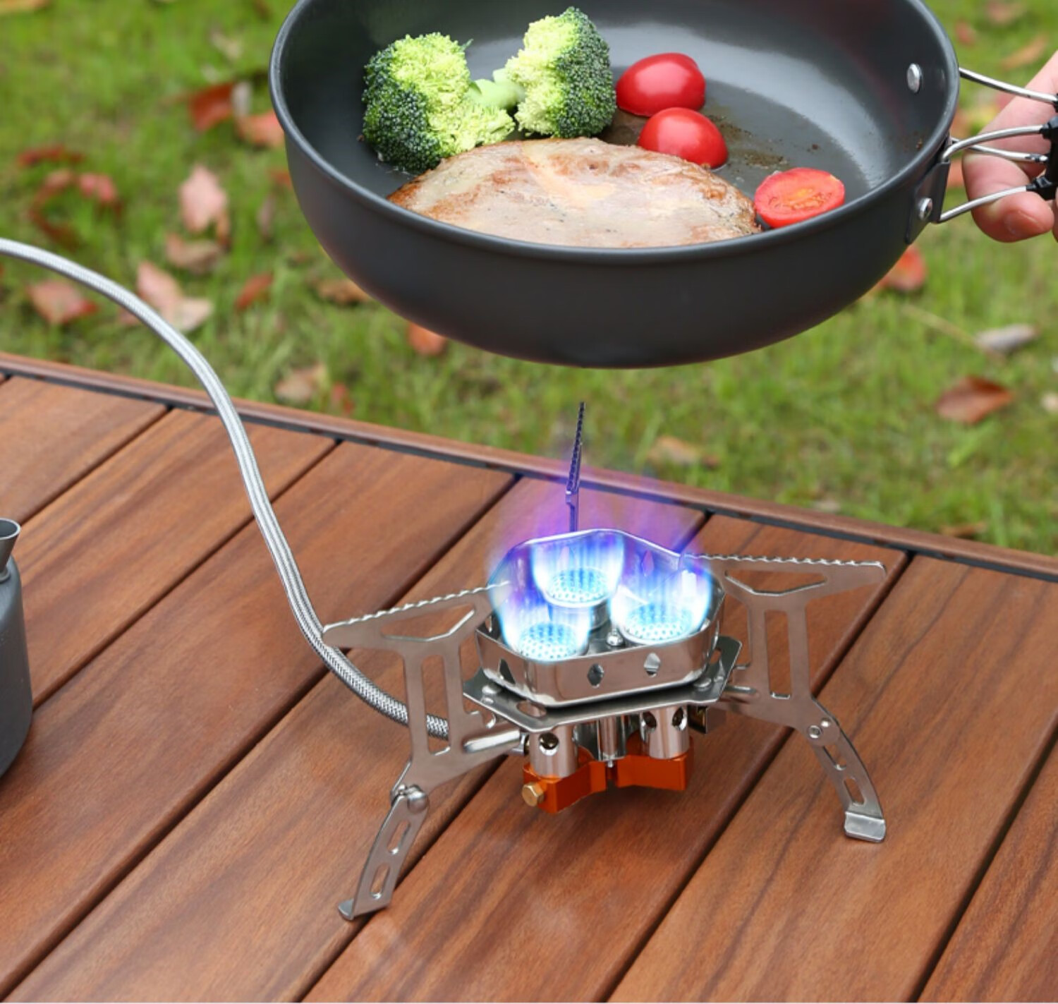 卡式炉户外便携式瓦斯炉具防风猛火三头炉头露营折叠高山燃气炉灶