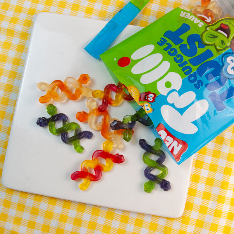 德国进口trolli口力世界230g橡皮糖毛毛虫趣味酸味软糖网红糖果口力