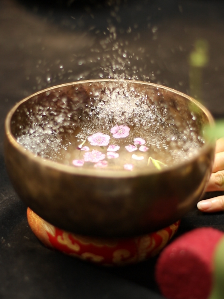 尼泊尔手工颂钵桑塔钵满月钵西藏佛音碗瑜伽冥想静心乐器音钵铜磬