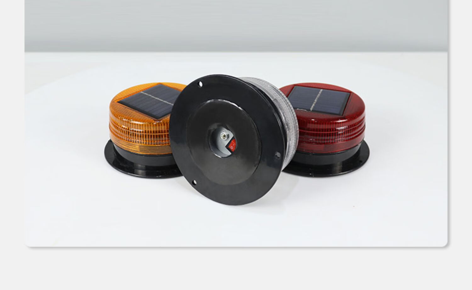 迈多多太阳能警示灯磁吸塔机灯施工安全频闪灯路锥灯多种底座圆灯红蓝