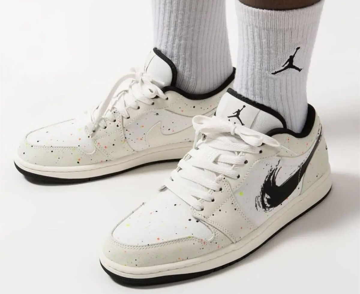 aj低帮运动男鞋aj联名水彩泼墨黑白全明星白红金扑克百搭潮鞋 迪奥 45