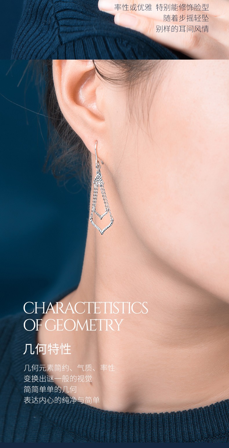 情人节礼物黎丝莱顿铂金耳环女款个性不规则几何耳饰潮正品pt950白金
