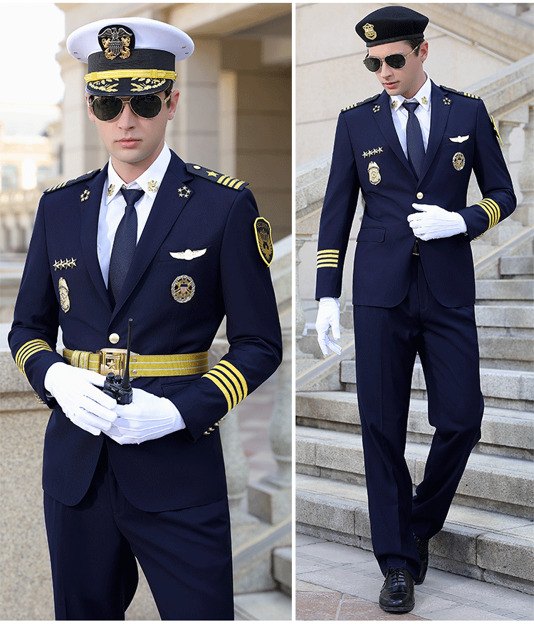 形象岗保安服物业礼宾服保安作制服秋冬套装长袖西服外套执勤服藏青色